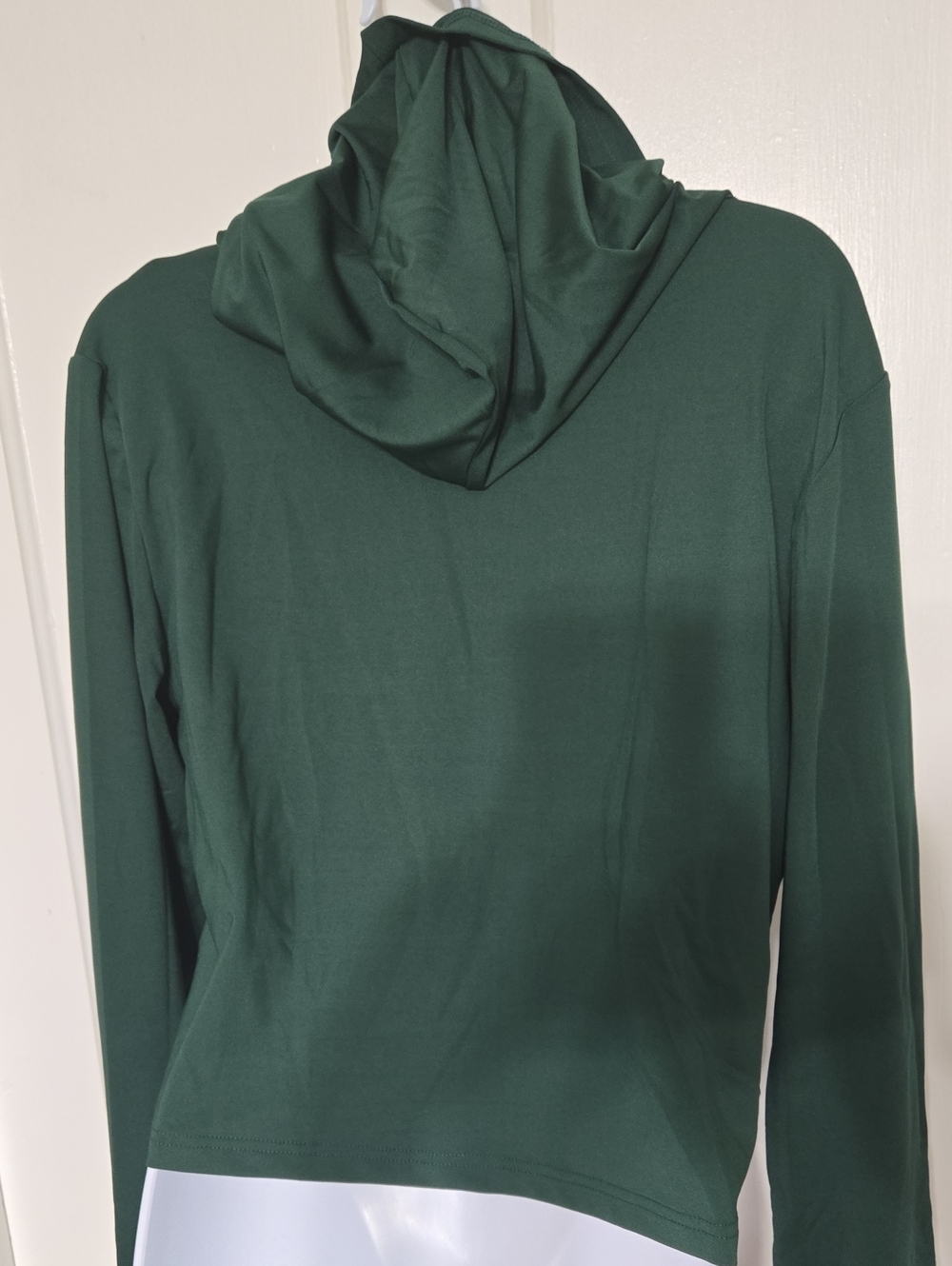 Women's Forest Green Hooded Zip Front Crop Hoodie Summer L-2X NWOT - Picture 7 of 7